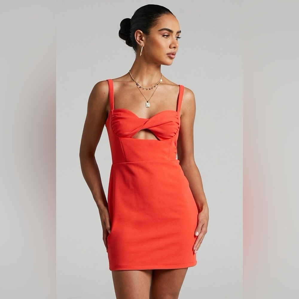 Runaway Womens Solace Mini Dress In Fire Red With Cut Out Size 6 US